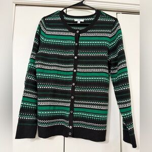 Croft & Barrow Striped Green and Black Cardigan